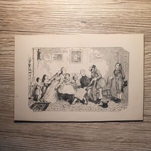"Plucking a Goose" - antique etching by British illustrator George Cruikshank